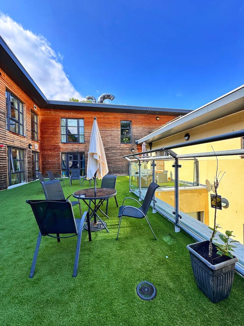 the recently refurbished rooftop garden