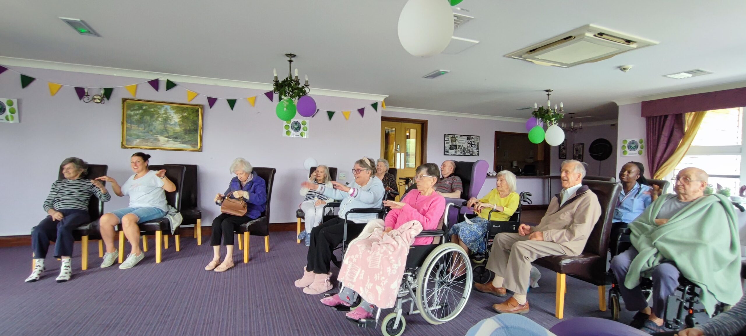 Residents sat down during a activities session.