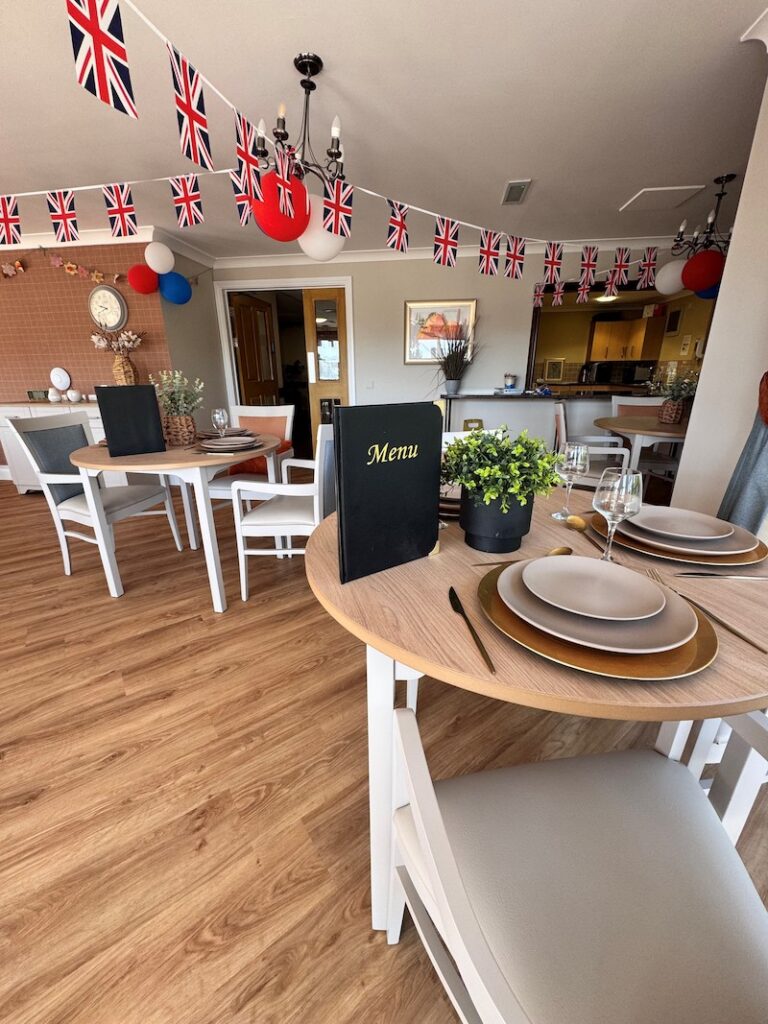 our new dining room with menu on the table and crockery