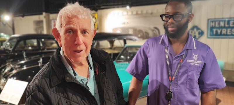 residents on a trip to the local motor museum