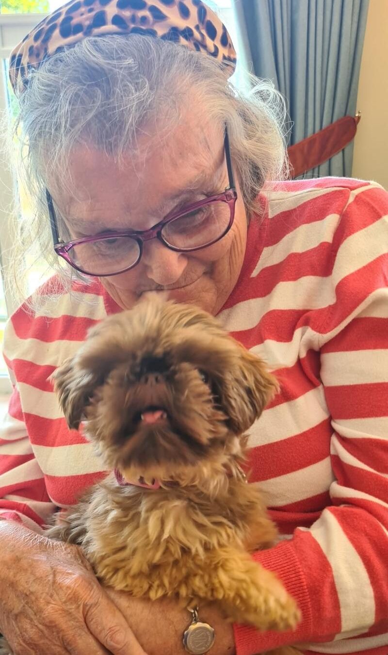 resident with a therapy dog